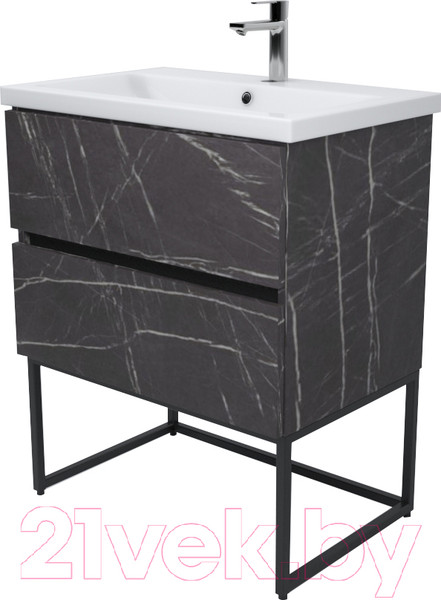 Изображение товара Тумба под умывальник Дабер 012 Andrea Elen 80 / Т12.8А.0.12Ч (мрамор черный/черный)