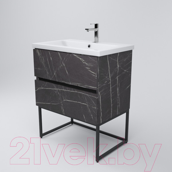 Изображение товара Тумба под умывальник Дабер 012 Andrea Elen 80 / Т12.8А.0.12Ч (мрамор черный/черный)