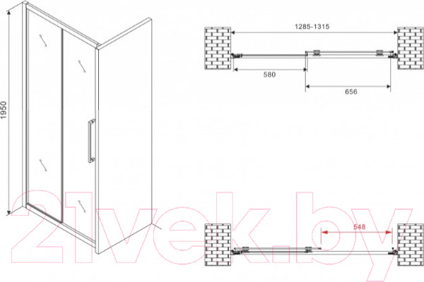 Изображение товара Душевая дверь Abber Schwarzer Diamant AG30130H