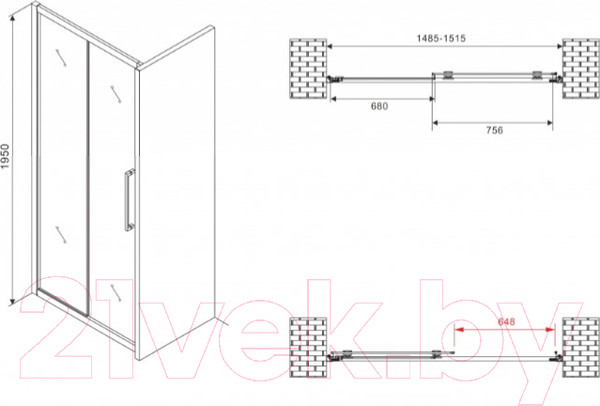 Изображение товара Душевая дверь Abber Schwarzer Diamant AG30150H