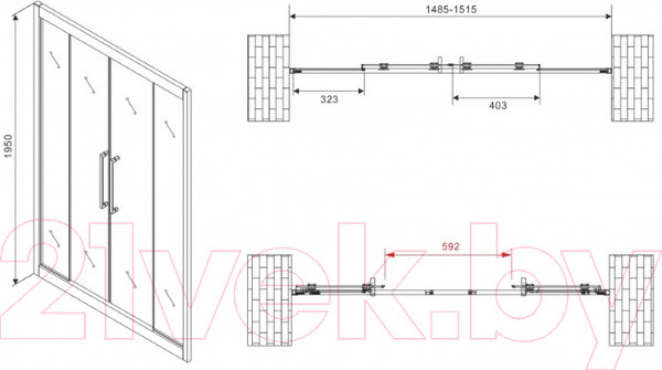 Изображение товара Душевая дверь Abber Schwarzer Diamant AG33150BH