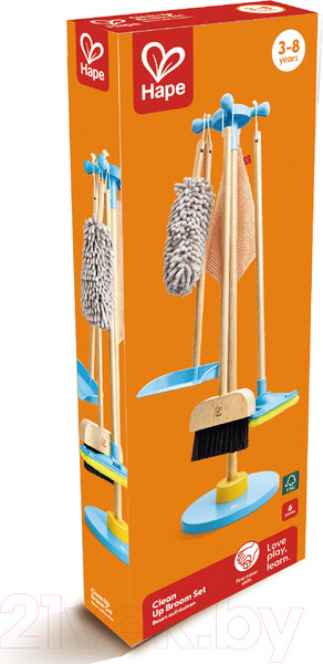 Изображение товара Набор хозяйственный игрушечный Hape Для уборки на подставке / E3055_HP