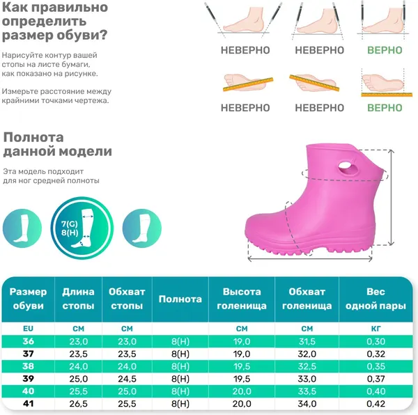 Изображение товара Полусапоги резиновые Orain 37(СЕ)210С (р.39, розовый)