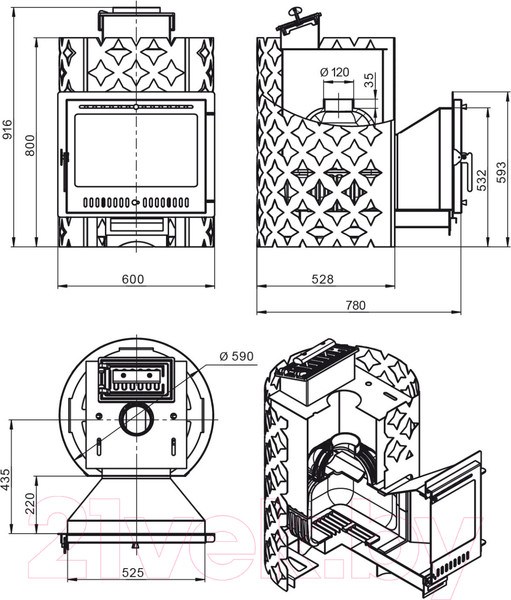 Изображение товара Печь-каменка Этна 18 Панорама М Закрытая каменка