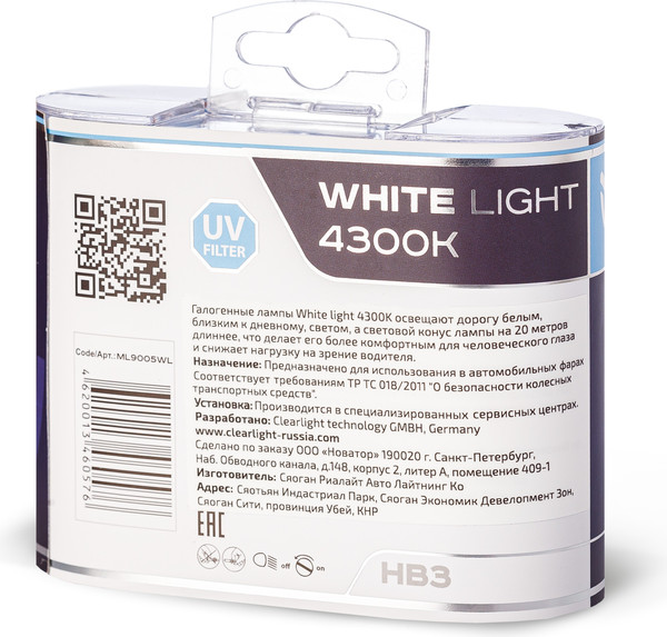 Изображение товара Комплект автомобильных ламп ClearLight ML9005WL WhiteLight (2шт)