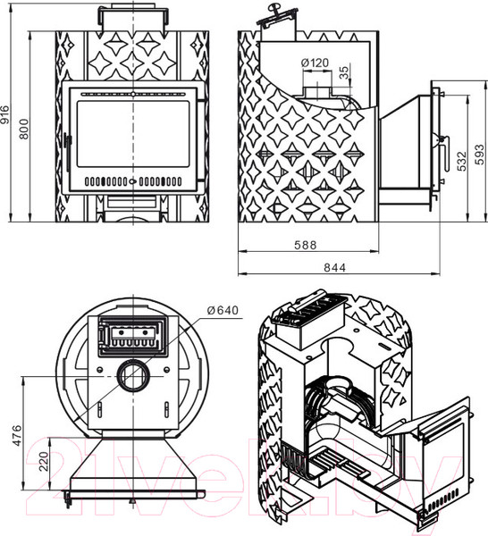 Изображение товара Печь-каменка Этна 24 Панорама М Закрытая каменка