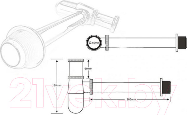 Изображение товара Сифон Ledeme L80W