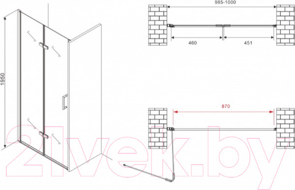 Изображение товара Душевая дверь Abber Zart AG08100P