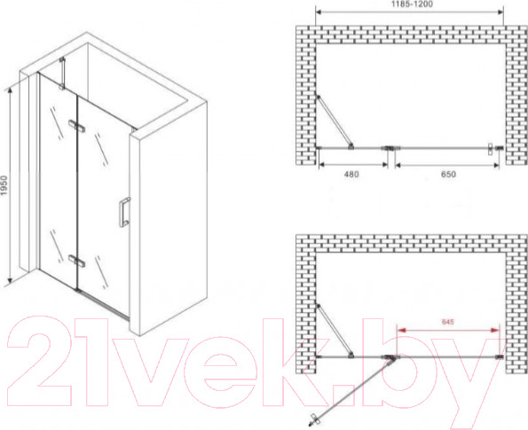 Изображение товара Душевая дверь Abber Zart AG08120B