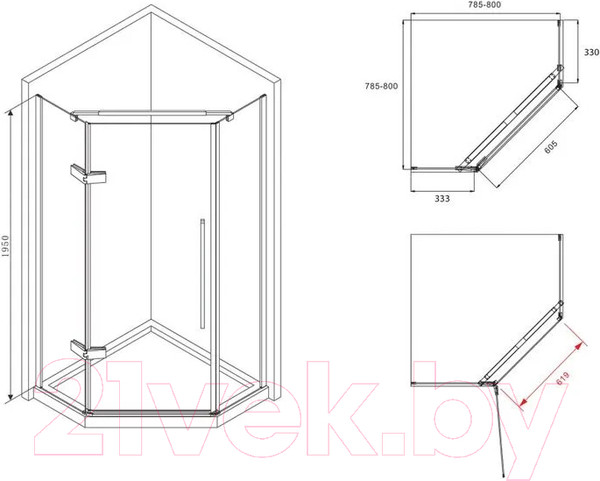 Изображение товара Душевой уголок Abber Ewiges Wasser AG05080M