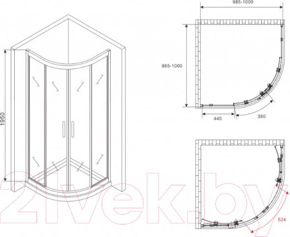 Изображение товара Душевой уголок Abber Schwarzer Diamant AG01100
