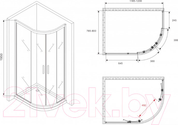 Изображение товара Душевой уголок Abber Schwarzer Diamant AG01128M