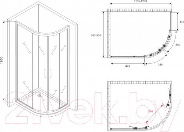 Изображение товара Душевой уголок Abber Schwarzer Diamant AG01129