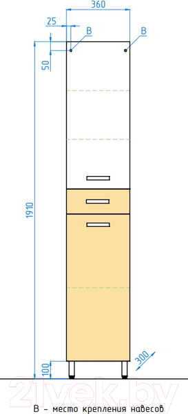 Изображение товара Шкаф-пенал для ванной Style Line Ориноко 36 1 ящик