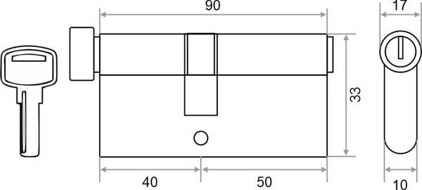 Изображение товара Цилиндровый механизм замка Trodos ЦМВП 90 40в/50 (сплав ЦАМ, хром)