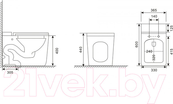 Изображение товара Унитаз приставной Abber Rechteck AC1212P (с импульсным смывом)