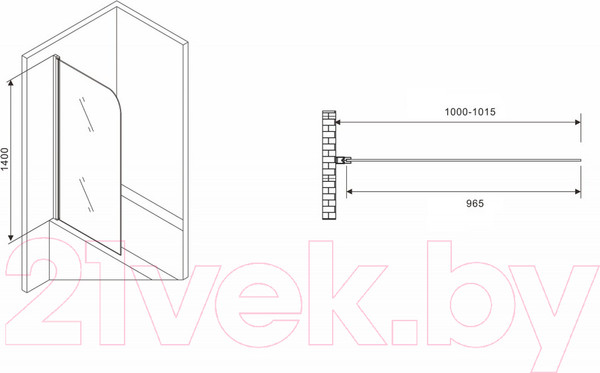 Изображение товара Стеклянная шторка для ванны Abber Ewiges Wasser AG52100