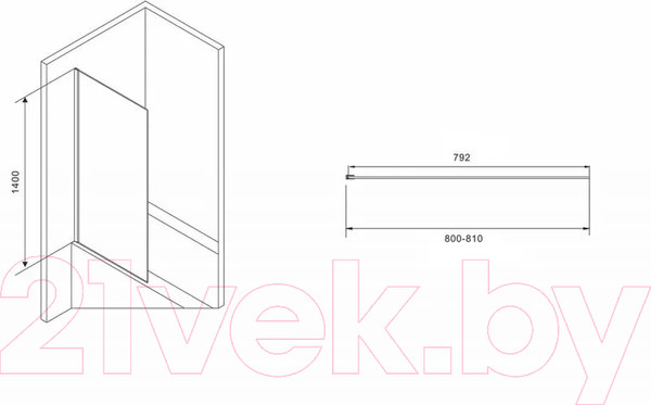 Изображение товара Стеклянная шторка для ванны Abber Immer Offen AG71080B