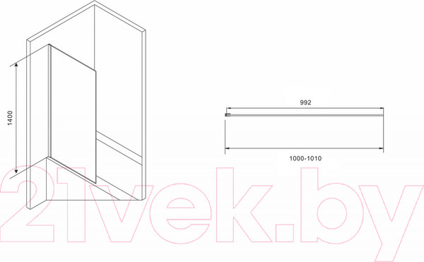 Изображение товара Стеклянная шторка для ванны Abber Immer Offen AG71100B