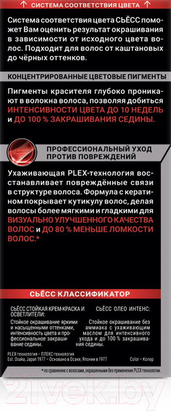 Изображение товара Крем-краска для волос Сьёсс Salonplex Permanent Coloration 1-1 (черный)