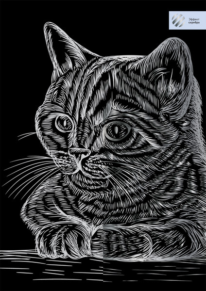 Изображение товара Гравюра Три совы Полосатый кот / GA4_48278