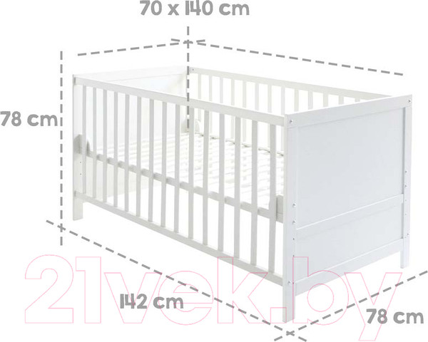 Изображение товара Детская кровать-трансформер Roba Hamburg 70x140 / 0191W (белый)