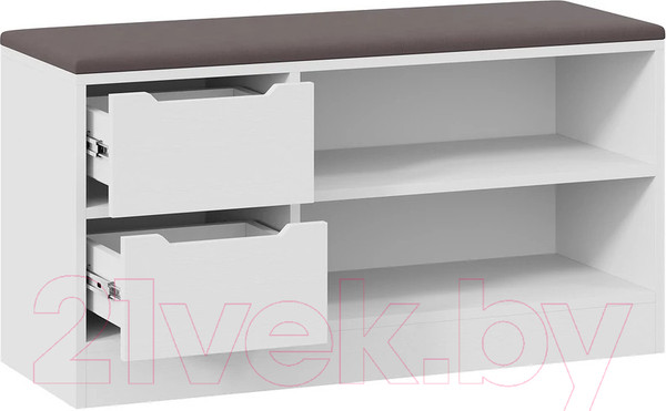 Изображение товара Тумба в прихожую ТриЯ Тип 13 (белый ясень/велюр серый)