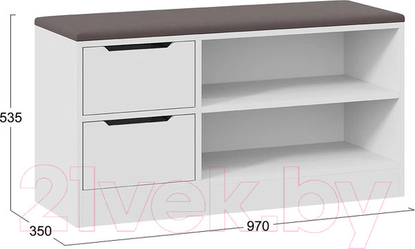 Изображение товара Тумба в прихожую ТриЯ Тип 13 (белый ясень/велюр серый)