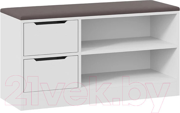 Изображение товара Тумба в прихожую ТриЯ Тип 13 (белый ясень/велюр серый)