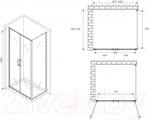 Изображение товара Душевой уголок Abber Sonnenstrand AG04100C-S70