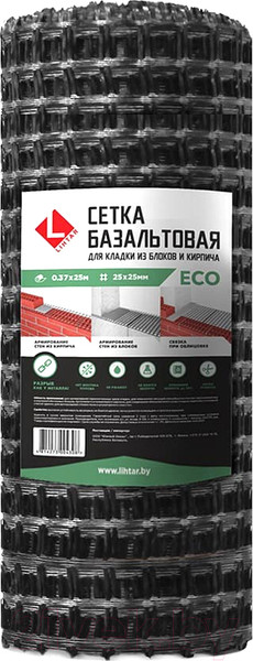 Изображение товара Базальтовая сетка Lihtar Eco Для кладки 0.37x25м 25x25