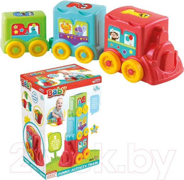 Изображение товара Развивающий игровой набор Dede Логическая пирамидка 2 в 1 Чудо-паровозик / 03459