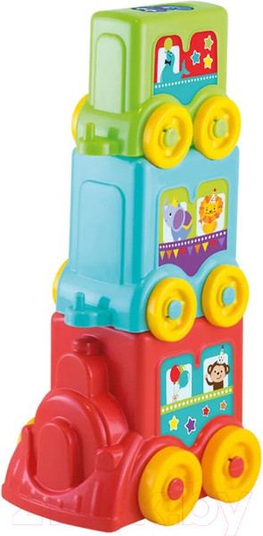 Изображение товара Развивающий игровой набор Dede Логическая пирамидка 2 в 1 Чудо-паровозик / 03459
