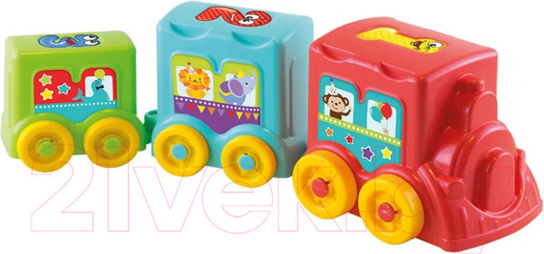 Изображение товара Развивающий игровой набор Dede Логическая пирамидка 2 в 1 Чудо-паровозик / 03459