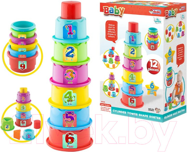 Изображение товара Развивающий игровой набор Dede Логическая пирамидка Волшебные стаканчики / 03465