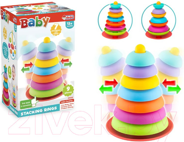 Изображение товара Развивающий игровой набор Dede Логическая пирамидка Тарелочки-неваляшки / 03622