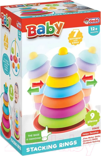 Изображение товара Развивающий игровой набор Dede Логическая пирамидка Тарелочки-неваляшки / 03622