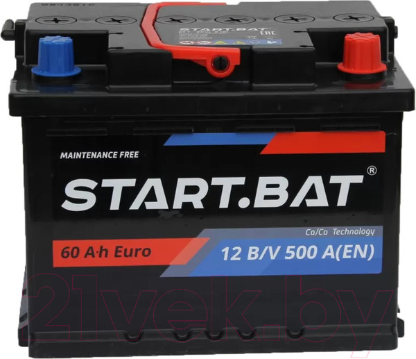 Изображение товара Автомобильный аккумулятор СтартБат 6СТ-60 VLR Euro 510А R+ / 560108024 (60 А/ч)