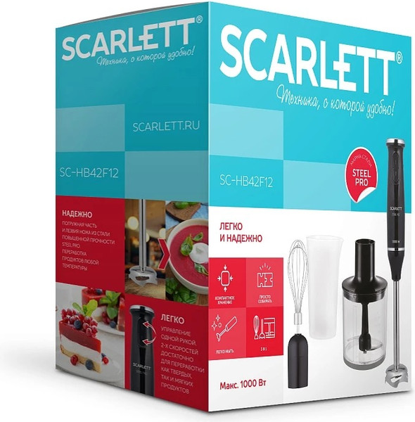 Изображение товара Блендер погружной Scarlett SC-HB42F12 (черный)