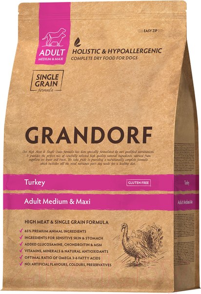 Изображение товара Сухой корм для собак Grandorf Medium&Maxi Breeds Turkey (10кг)