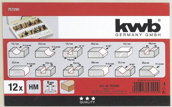 Изображение товара Набор фрез KWB 49757290 (12шт)
