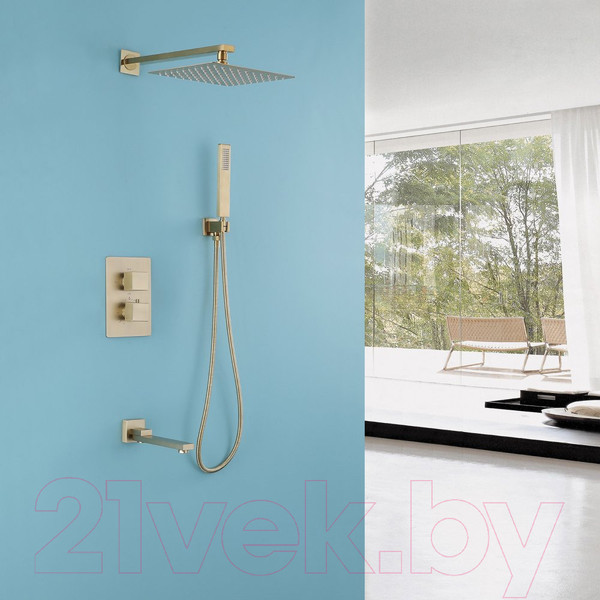 Изображение товара Душевая система со смесителем Abber Daheim AF8250G (золото матовое)