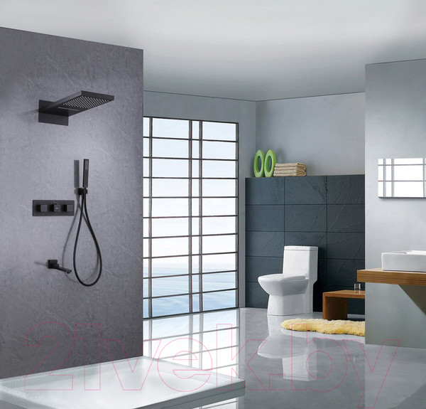 Изображение товара Душевая система со смесителем Abber Daheim AF8253B (черный матовый)