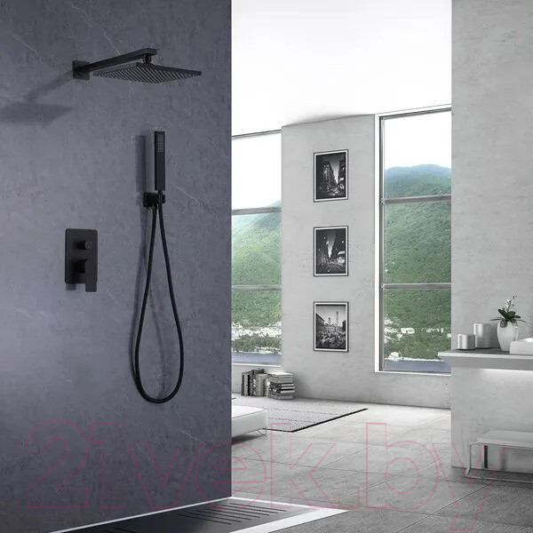 Изображение товара Душевая система со смесителем Abber Weiss Insel AF8018B (черный матовый)