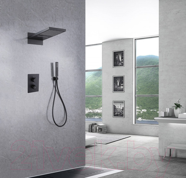 Изображение товара Душевая система со смесителем Abber Weiss Insel AF8052B (черный матовый)