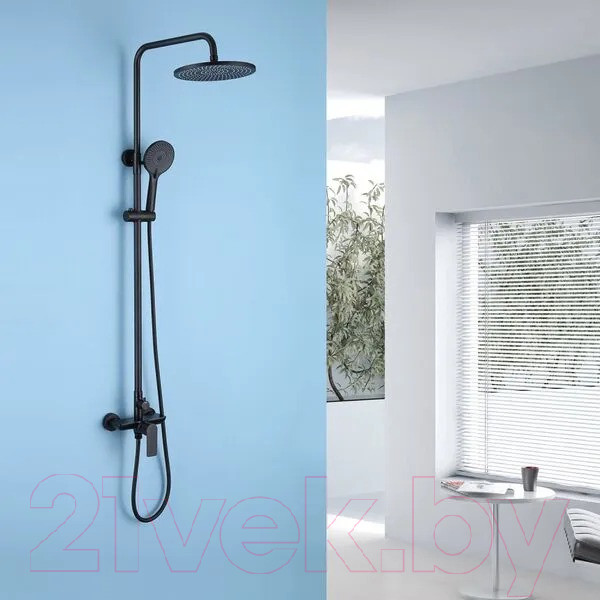 Изображение товара Душевая система со смесителем Abber Weiss Insel AF8020B (черный матовый)