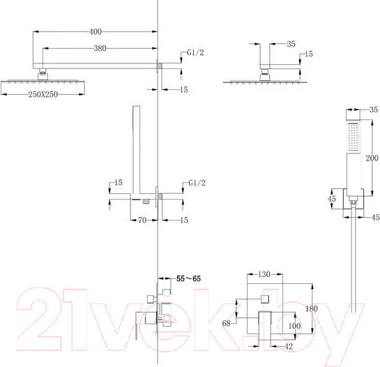 Изображение товара Душевая система со смесителем Abber Daheim AF8219SP (сатин)