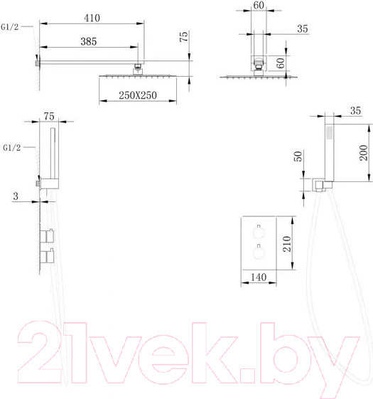 Изображение товара Душевая система со смесителем Abber Wasser Insel AF8051 (хром)