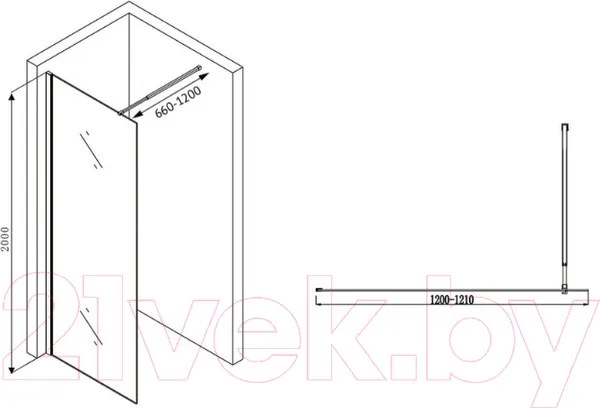 Изображение товара Душевая стенка Abber Immer Offen AG61120B8