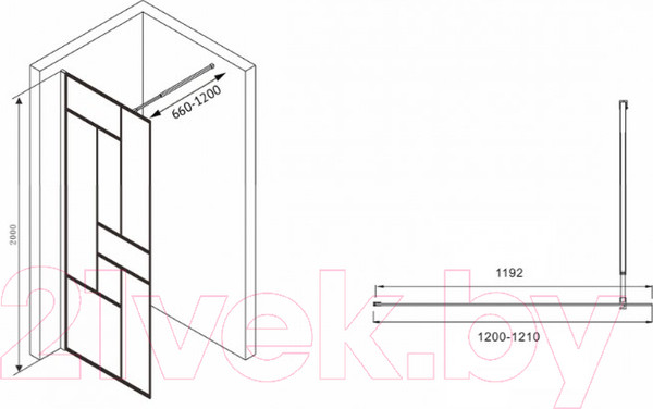 Изображение товара Душевая стенка Abber Immer Offen AG63120B8